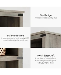 gaomon 5-Tier Farmhouse Bookcase – Wooden Bookshelf with Open Display Shelves and Storage, Freestanding Home Office, Living Room, Bedroom