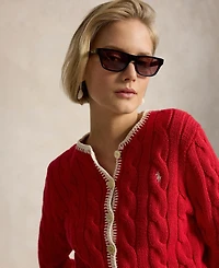 Polo Ralph Lauren Women's Crewneck Buttoned Placket Cropped Cardigan