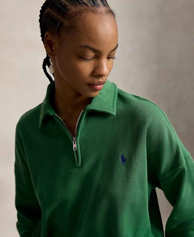 Polo Ralph Lauren Women's Spread Collar Long Sleeves Quarter-Zip Sweatshirt