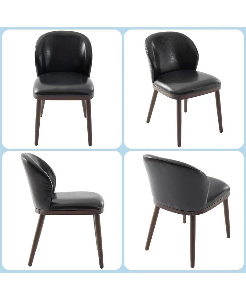gaomon Set of 2 Modern Upholstered Dining Chairs with Ergonomic Back Support and Wood Legs