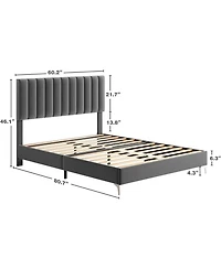 gaomon Fabric Upholstered Headboard Bed Frame, Adjustable and Wooden Slats Support with Under Space, Fully Mattress