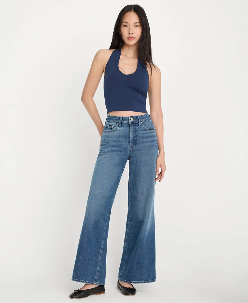 Good American Women's Soft Tech Palazzo Ankle-Length Jeans