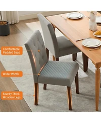 gaomon Upholstered Dining Chairs Set of 6 Modern Fabric Kitchen Side Chairs with Sturdy Wood Legs Parsons Design Comfortable Soft Linen