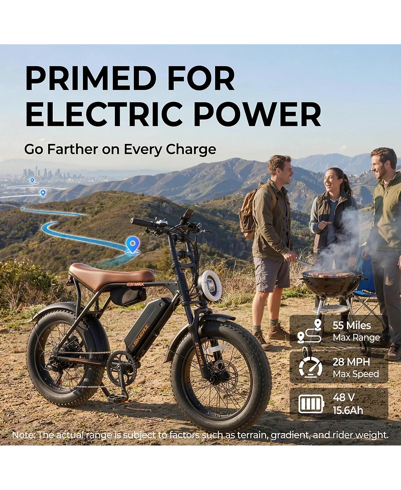 Mikolo 750W Electric Scooter for Adults, 20" x 4" Fat Tire Front Suspension Off-road E-Bike
