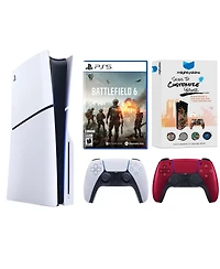 Sony PlayStation 5 Slim Disc Bundle with Battlefield 6, MightySkins Code and Extra Controller