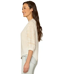 Democracy Women's Mixed Media Embroidered Top