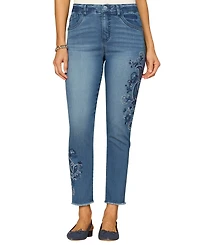Democracy Women's "Ab"Solution Seamless Paisley Embroidery Jeans