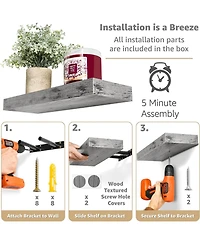 Sorbus 3 Pack 16 Inch Coastal Rectangle Floating Shelves - for Home DAcor to Display Trophies, Books, Frames, and more (Maple)