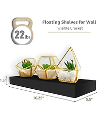 Sorbus Rustic Wood Hanging Rectangle Wall and Floating Shelf Set, Pack of 3