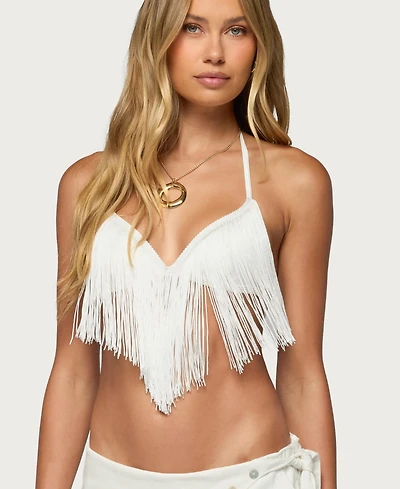 Edikted Women's Kienna Fringed Bra Top