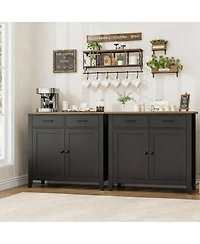 Yigii Farmhouse Buffet Cabinet with 2 Drawers and Doors