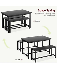 gaomon Dining Table Set for 4, Kitchen Room with 2 Benches, 3-Piece Wood Dinette Sets Chairs