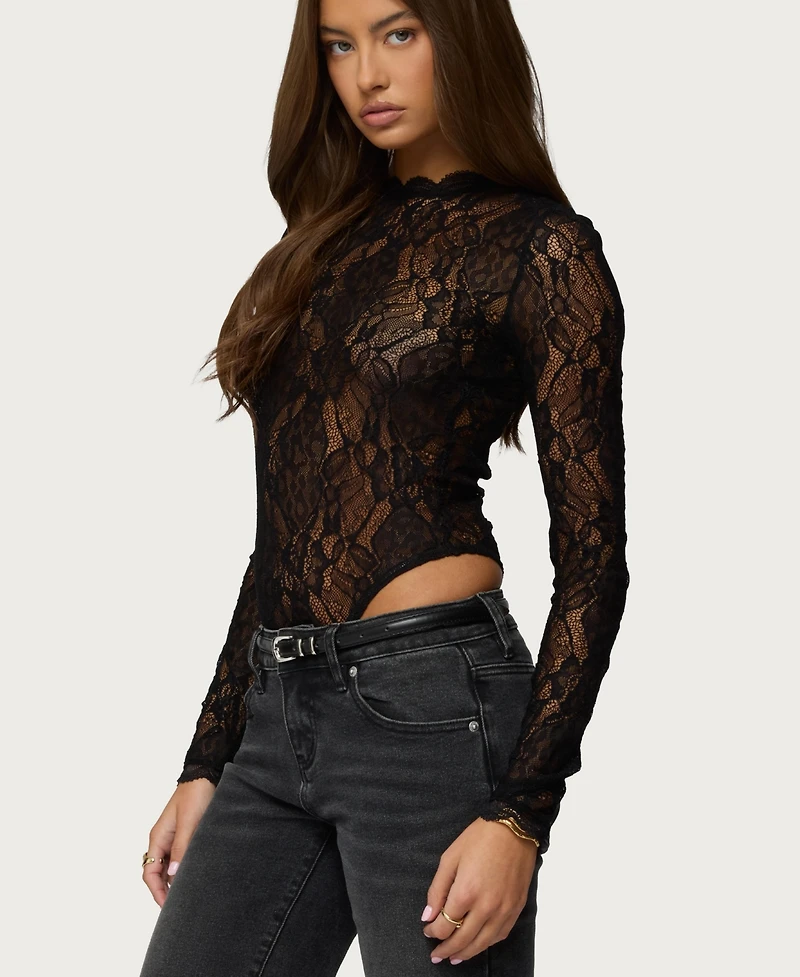 Edikted Women's Rosalinda Sheer Lace Bodysuit