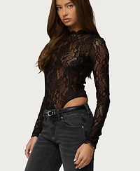 Edikted Women's Rosalinda Sheer Lace Bodysuit
