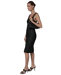 Donna Karan New York Poplin Satin Medium Clutch Shoulder Bag