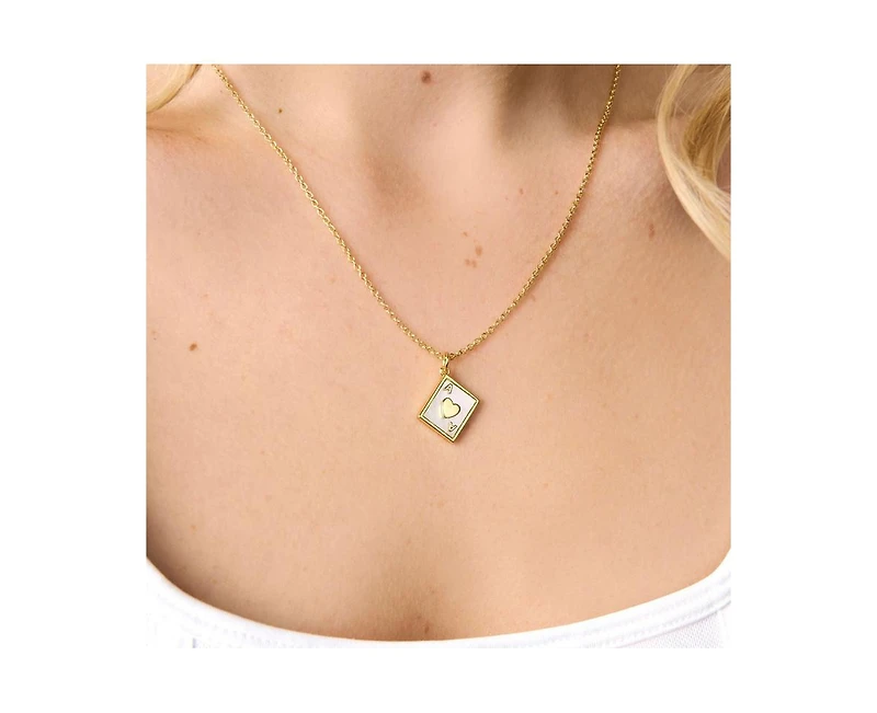 Ace of Hearts Pendant Necklace in 14k Gold Finish