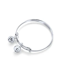 Bling Jewelry Jingle Bells Abc Numbers Butterfly Bangle Bracelet Small Wrist 6.5 Inch .925 Sterling Silver Adjustable Bells Are Silver Plated