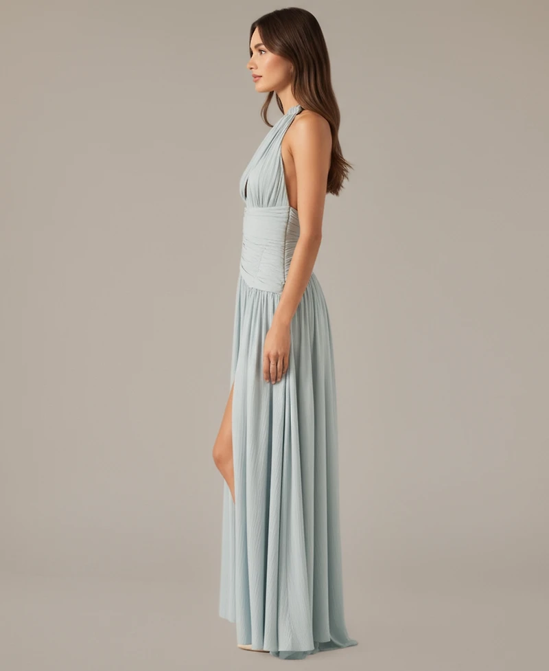 Modenaire Women's Lara One-Shoulder Pleated Keyhole Cutout Gown