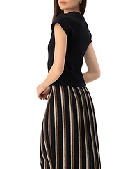 Ivonne Women's Black dropped sleeve top