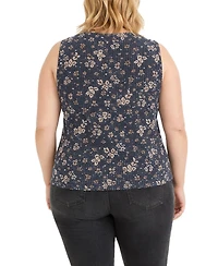 Coin 1804 Plus Boho Floral Rib Twist Tank