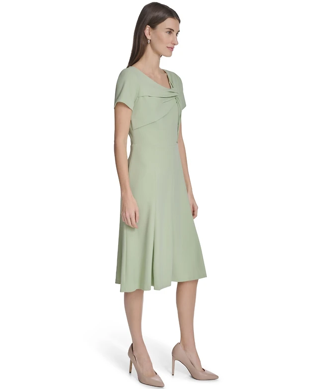 calvin klein green dress macys Women's Twist Neck Midi calvin klein sage green dress