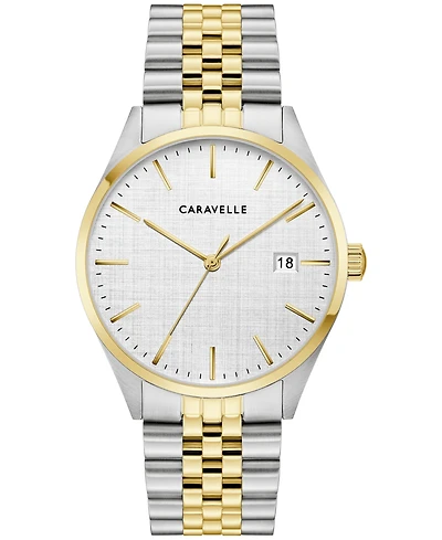 Caravelle Men's Classic Two-Tone Stainless Steel Bracelet Watch, 39mm