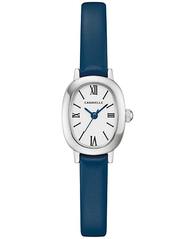 Caravelle Women's Classic Blue Leather Strap Watch, 18.5mm