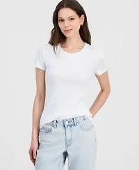Nautica Women's Scallop-Trim Cotton Short-Sleeve T-Shirt
