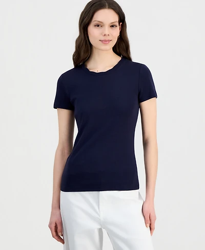 Nautica Women's Scallop-Trim Cotton Short-Sleeve T-Shirt