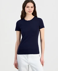 Nautica Women's Scallop-Trim Cotton Short-Sleeve T-Shirt
