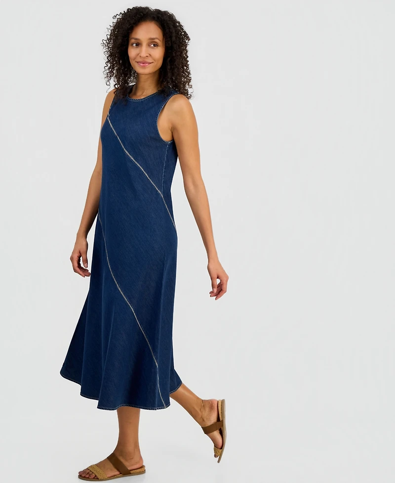 Nautica Women's Asymmetrical Denim Midi Dress