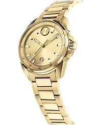 Movado Men's Bold Verso S Swiss Quartz Ionic Plated Light Yellow Gold Steel Watch, 42mm
