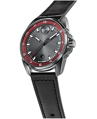 Movado Men's Bold Verso S Swiss Quartz Black Leather Watch, 42mm