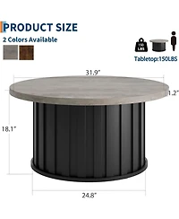 gaomon Round Coffee Table with Metal Base, Mid Century Modern Design, 319" Fluted Center