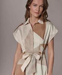 Donna Karan New York Women's Collared Neck Shirt Dress