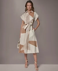 Donna Karan New York Women's Collared Neck Shirt Dress