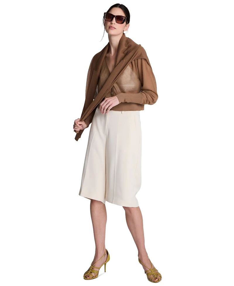 Kenneth Cole Women's Saddle-Shoulder Cropped Cardigan