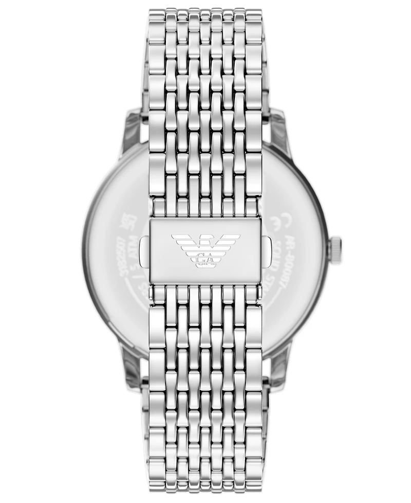 Emporio Armani Men's Quartz Three-Hand Silver Stainless Steel Watch, 42mm