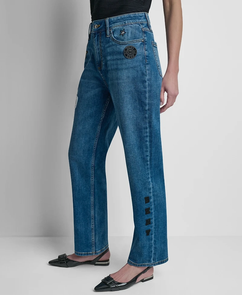 Dkny Women's 1989 Pins & Patches Straight Fit Pants