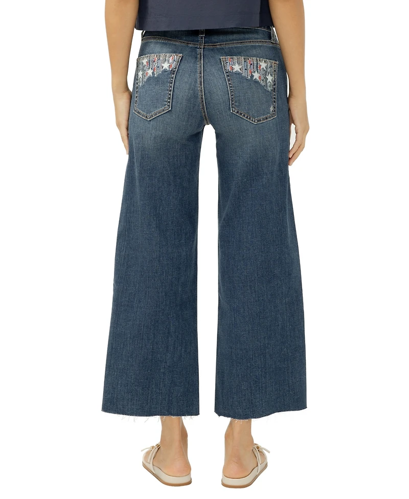 Silver Jeans Co. Women's Suki Mid Rise Wide Leg Americana Luxe Stretch