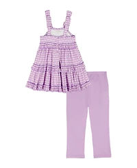 Kids Headquarters Girls' 2T-6X Plaid Ruffled Tunic and Capri Leggings, 2-Piece Set