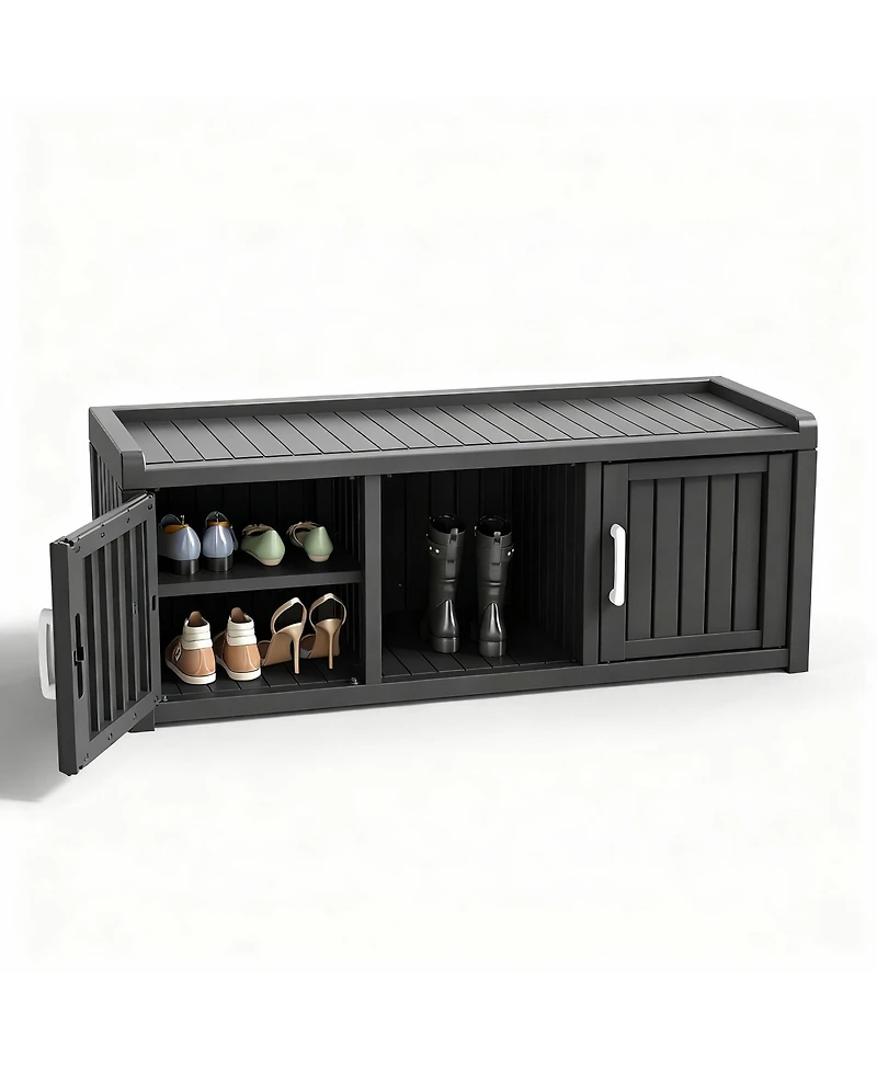 Yigii Waterproof Uv-Resistant Shoe Storage Bench with Seat for Indoor/Outdoor Use