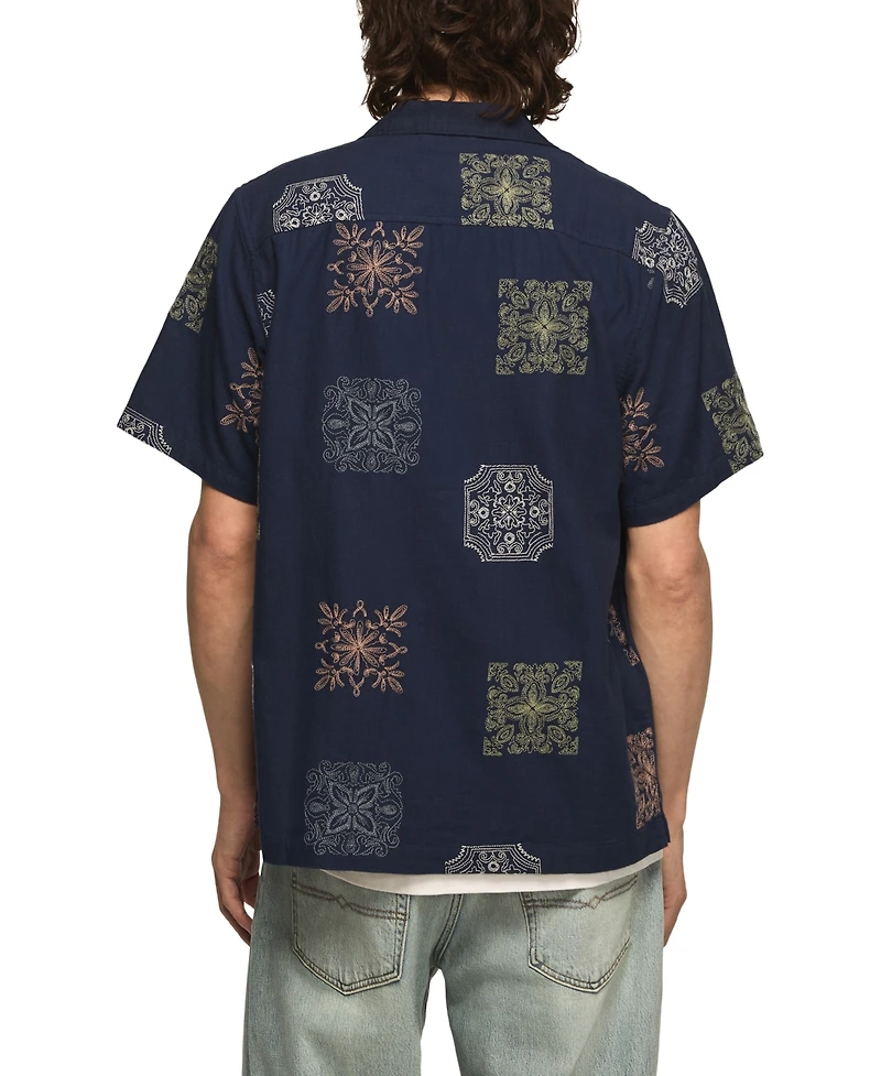 Lucky Brand Men's Novelty Camp Collar Shirt