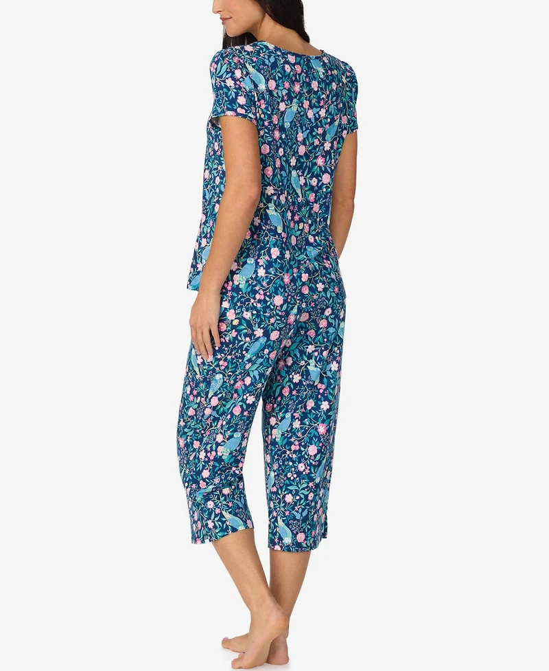 Cuddl Duds Women's Short-Sleeve Top & Cropped Pants, 2-Piece Pajama Set
