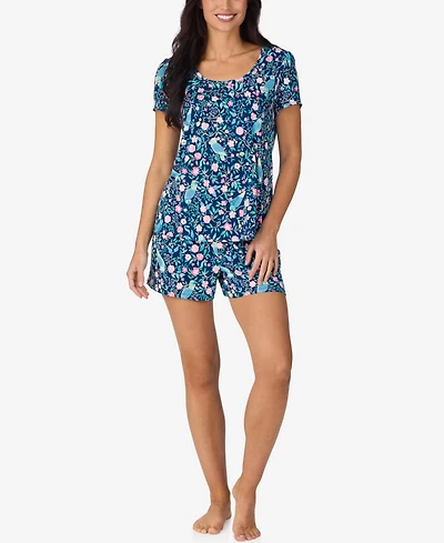 Cuddl Duds Women's Short-Sleeve Top & Boxers, 2-Piece Pajama Set