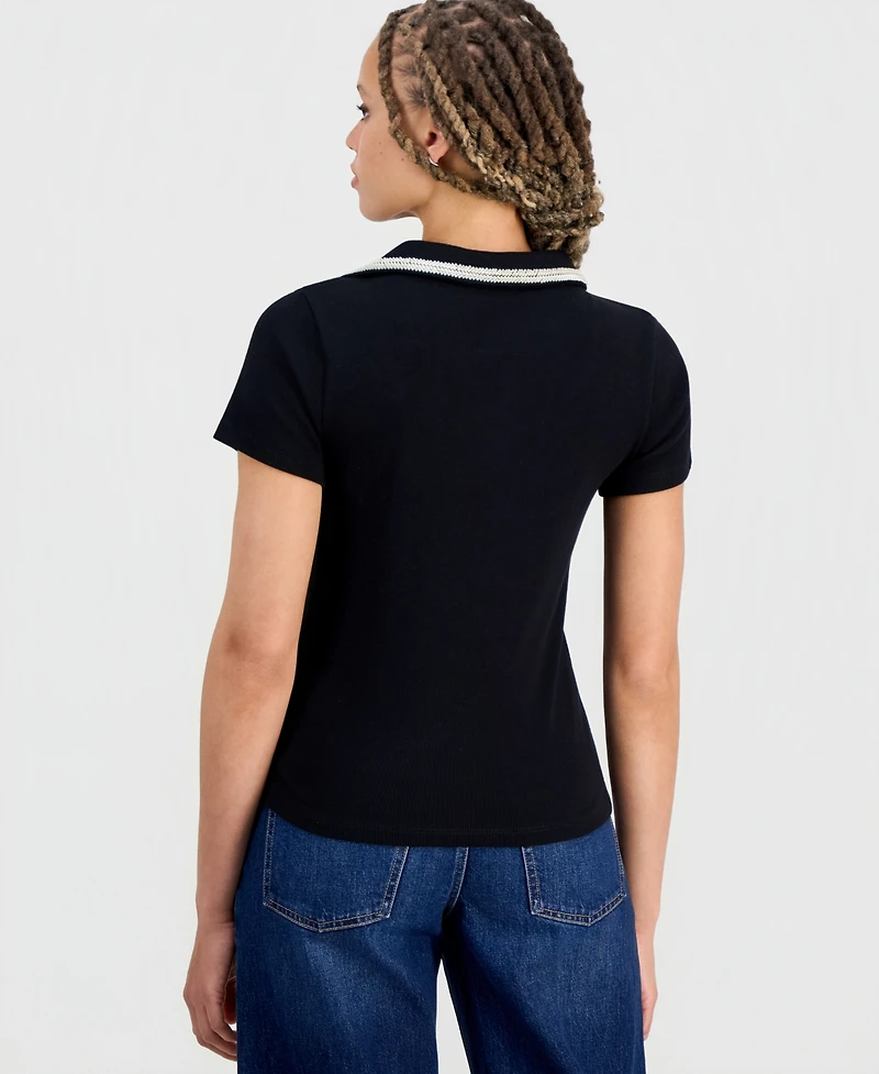 On 34th Women's Embellished Rib Polo Top, Macy's Exclusive