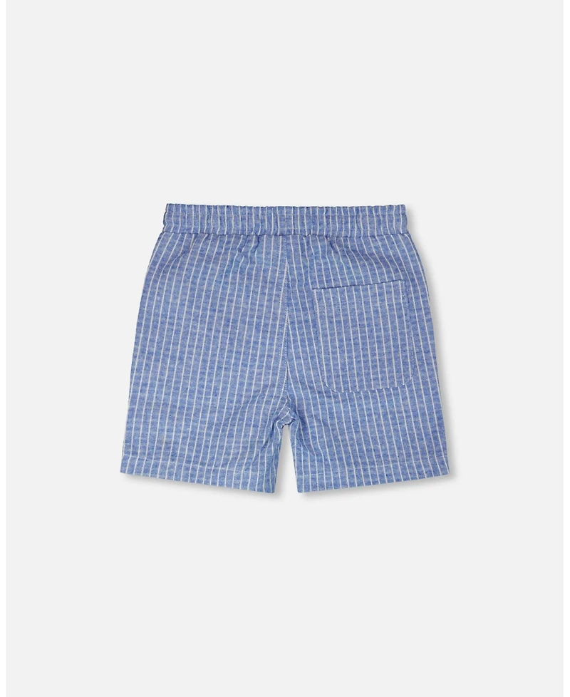 Deux par Big Boys Printed Chambray Shorts Denim Stripes