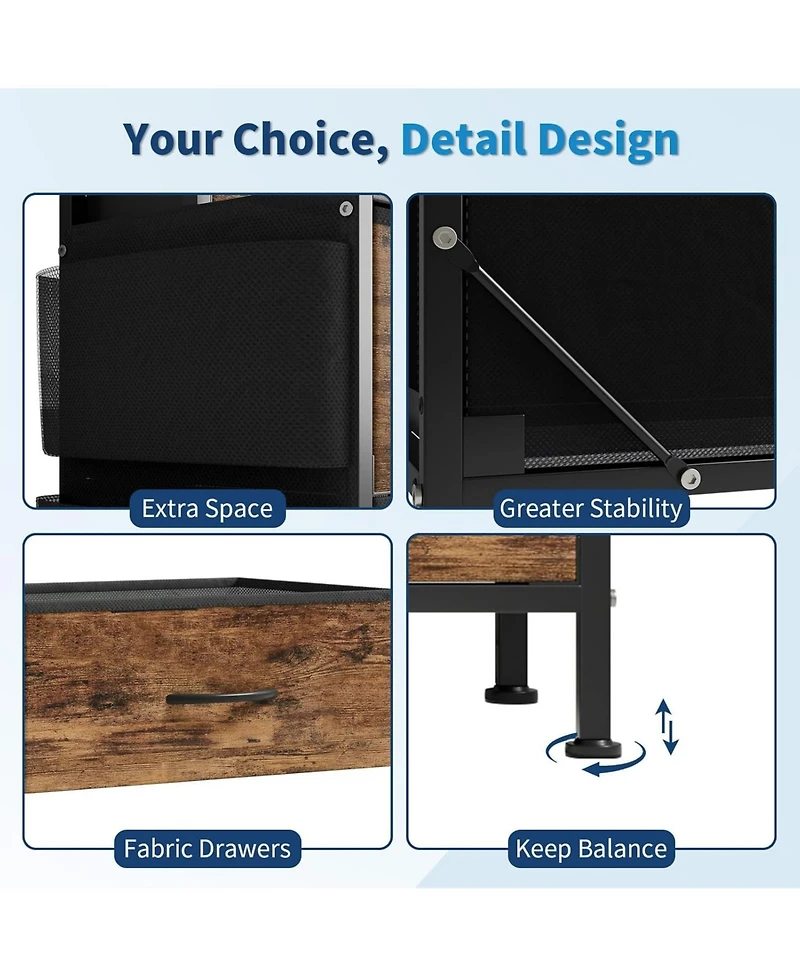 gaomon Dresser with 14 Fabric Drawers, Tall Storage Organizer with Wooden Top & Metal Frame for Bedroom, Living Room, Closet