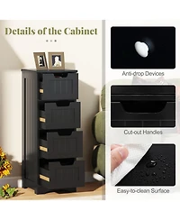 Volenca Freestanding Side Storage Organizer Cabinet with 4 Drawers