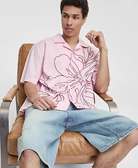 Mode of One Men's Cotton-Blend Printed Relaxed Camp Shirt, Macy's Exclusive